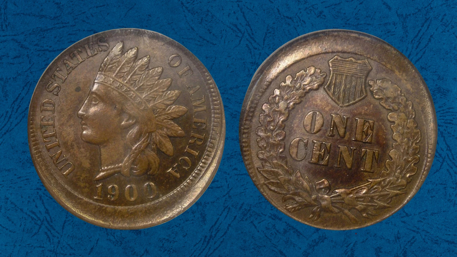 1900 Indian Head Penny off-center strike error showing the design shifted off-center with blank crescent area visible on the opposite side